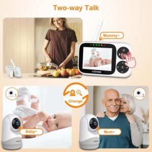 VTimes Video Baby Monitor with 2 Cameras & 1000ft Range, Night Vision - Image 3
