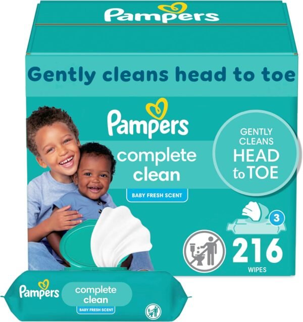 Pampers Complete Clean Baby Wipes - Fresh Scent 3X Pop-Top Packs 216 Count
