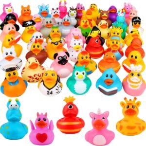 Rubber Ducks Baby Bath Toys, Mini Ducks for Babies and Toddlers Assortment Duckies for Jeep Ducking Water Toys Pool Toys Birthday Gifts Party Favors (48 Packs)