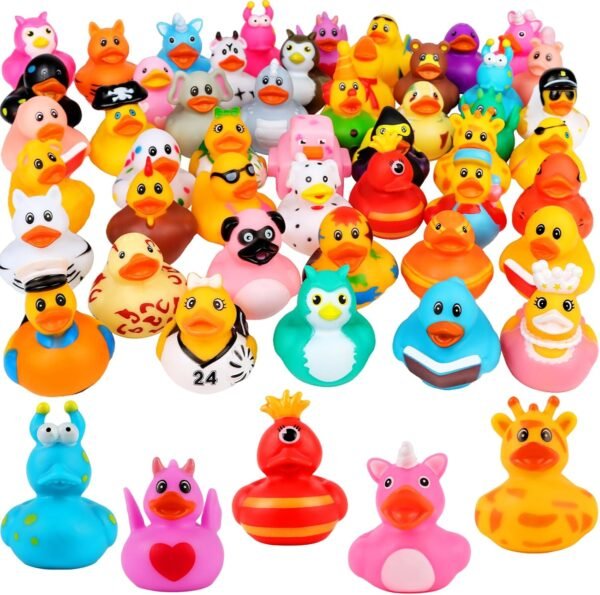 Rubber Ducks Baby Bath Toys, Mini Ducks for Babies and Toddlers Assortment Duckies for Jeep Ducking Water Toys Pool Toys Birthday Gifts Party Favors (48 Packs)