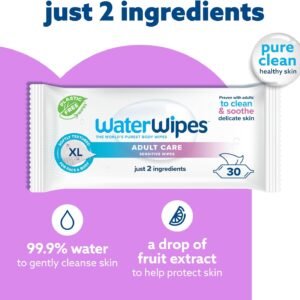 WaterWipes Adult Care Intimate Hygiene Wipes - 90 Extra Large Textured Wipes (3 Pack) - 99.9% Water-Based - Image 4