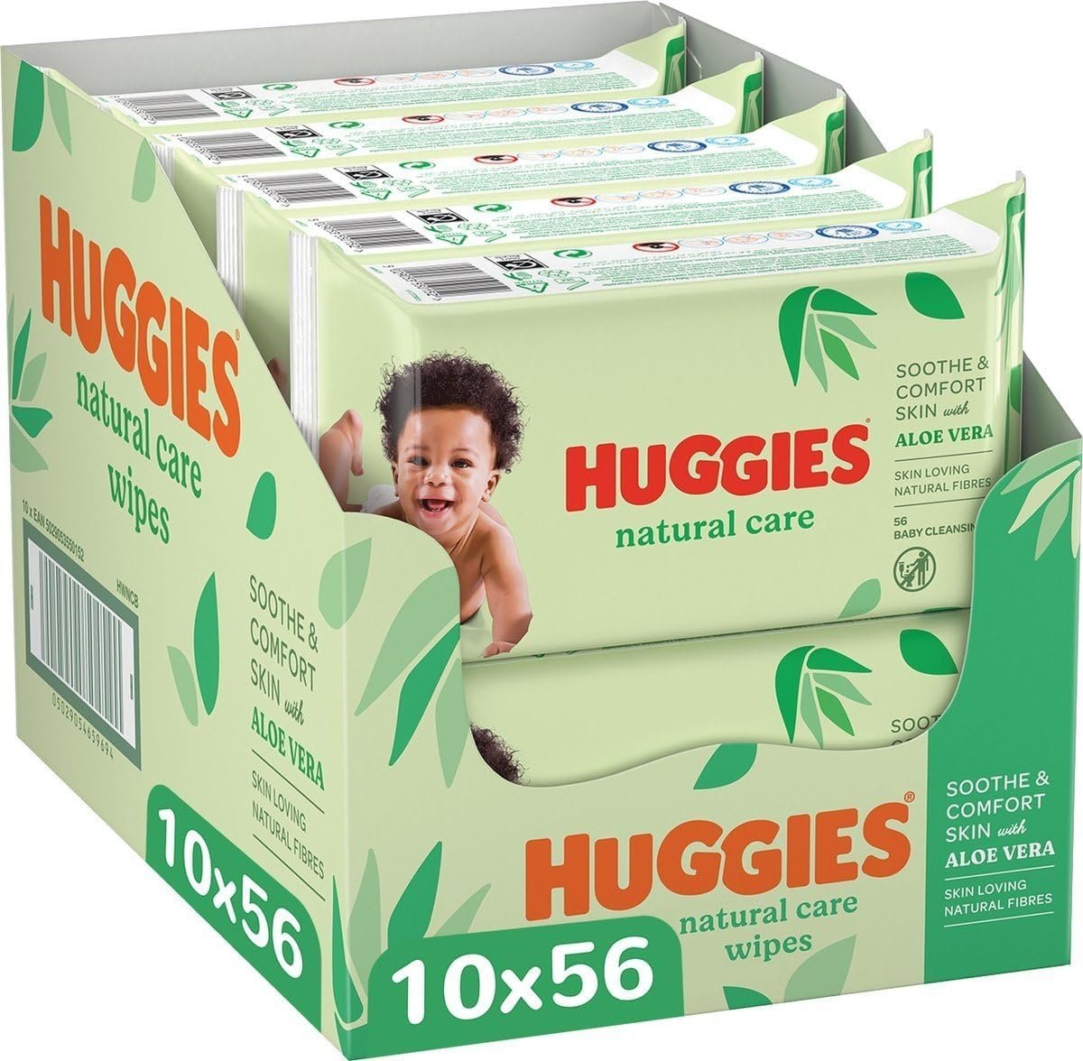 Huggies Natural Care Soothe and Comfort Baby Wipes, Aloe Vera, 56 count (Pack of 10) - Packaging May Vary