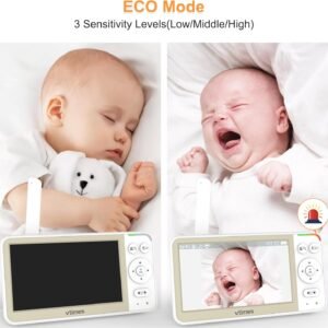 VTimes Baby Monitor – 5" Screen, 32-Hour Battery, No WiFi, Night Vision & Two-Way Talk - Image 4