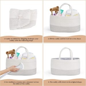 Luxury Baby Diaper Caddy Organizer - Extra Large Cotton Rope Basket for Nursery & Travel, Perfect Baby Shower Gift - Image 8