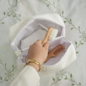 MAPES Baby Diaper Caddy Organizer Set - Elegant Cream Sherpa Nursery Storage - Image 6