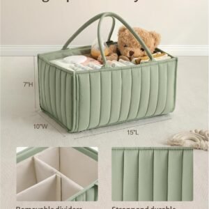 Baoswi Diaper Caddy Organizer - Stylish Green Nursery Storage Basket - Image 3