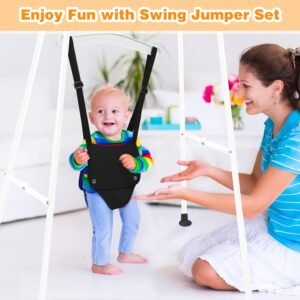 Indoor/Outdoor Baby Jumper with Adjustable Strap - Toddler Swing Set (6-24 Mo, White) - Image 7