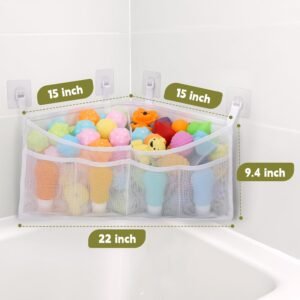 Goowin Triangle Corner Bath Toy Organizer - Quick Dry Mesh Storage (White) - Image 7