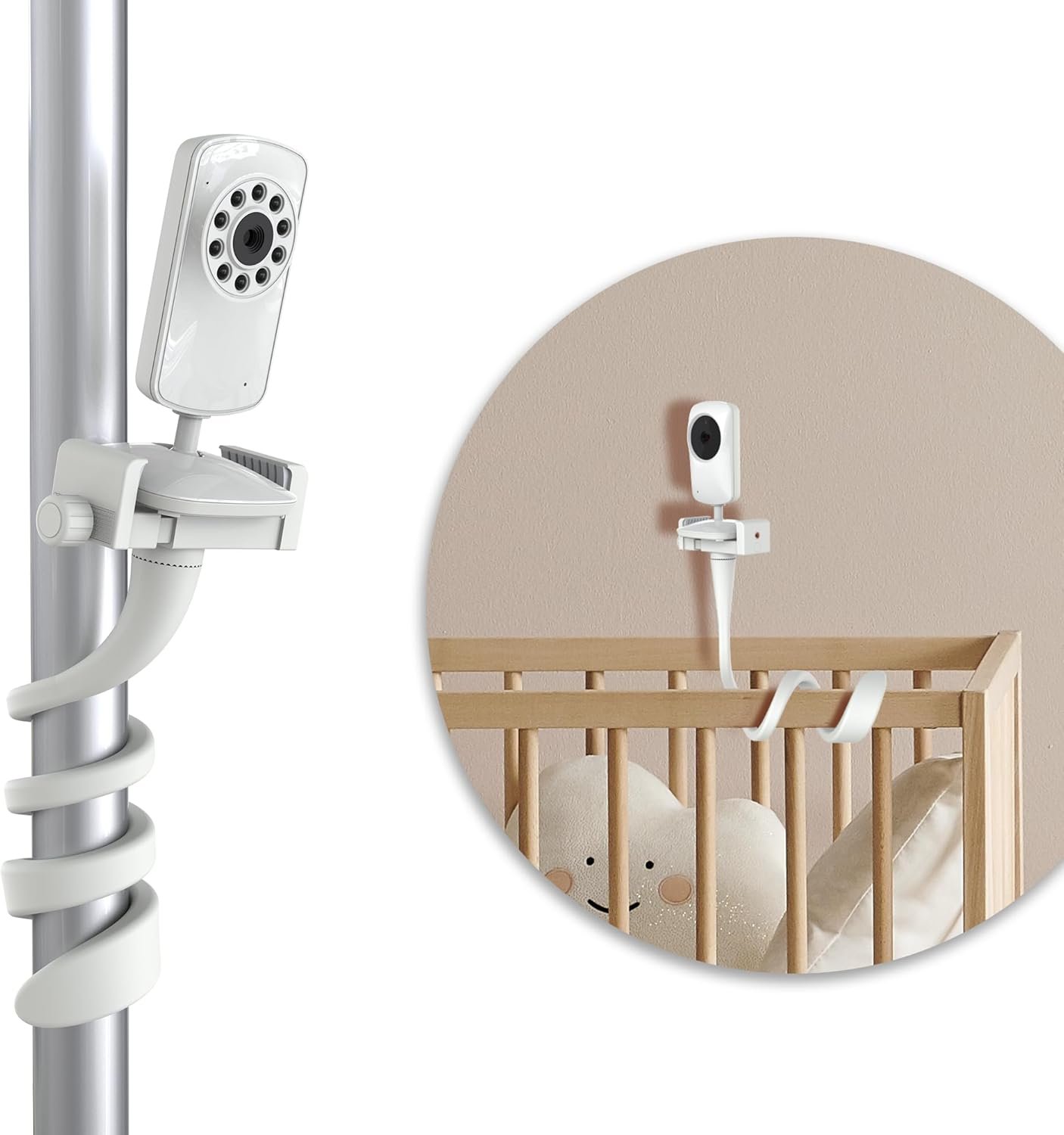VTimes Baby Monitor Mount, Versatile Flexible Baby Monitor Stand Easy to Install, Baby Camera Mount Compatible with Card Cameras and Baby Cameras with a Spiral Hole, Without Tools or Wall Damage