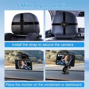 VASTEND Baby Car Camera 1080P with 5-Inch Monitor & Night Vision - Image 3