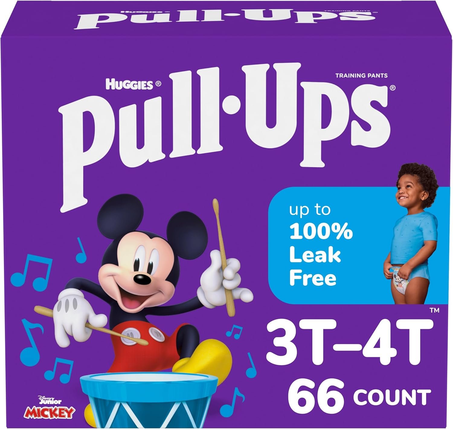 Boys Potty Training Underwear, Easy Open Training Pants 3T-4T, Pull-Ups Learning Design for Toddlers, 66ct, Giga Pack
