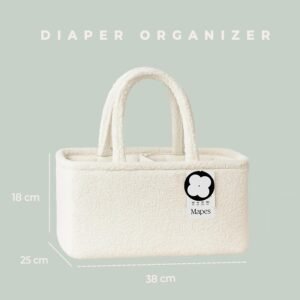 MAPES Canadian Baby Diaper Caddy Organizer - Soft Sherpa Tote for Nursery - Image 3