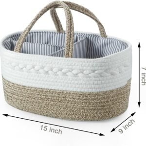PandaEar Cotton Rope Baby Diaper Caddy Organizer - Portable Nursery Storage - Image 4