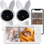 Arenti Baby Monitor 2 Cameras, 2K Smart Baby Camera 2PC with 5-Inch Upgraded Wireless Display 1PC, Super Night Vision, Lullabies, Cry & Motion Detection, Temp & Humidity Sensor, Two Way Audio, ‎Wifi 6