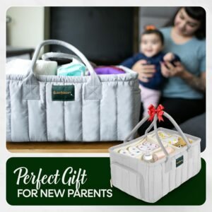 Stylish Gray Baby Diaper Caddy Organizer - Portable, Washable & Sturdy - Image 8