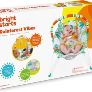 Bright Starts Rainforest Vibes Baby Bouncer: 3-Point Harness, Vibrating & Toy Bar - Image 9