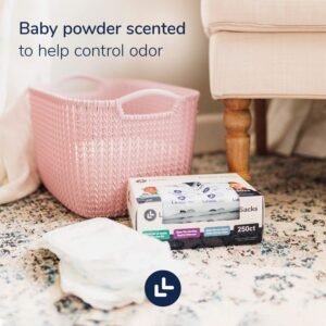 250 Pack LinnieLou Disposable Diaper Sacks - Portable & Convenient, Blue - Image 2