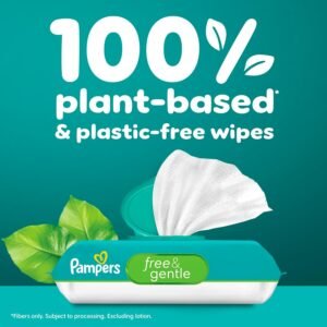 Pampers Free & Gentle 100% Plant-Based Baby Wipes, 52 Count - Fragrance Free - Image 8