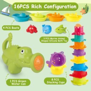 16PCS Water Table Toys for Toddlers 1-3 | Bath & Pool Fun for Ages 6-12M - Image 2