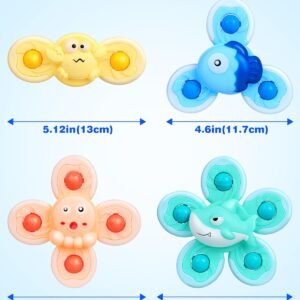 Vanmor Baby Bath Suction Cup Spinner Toys - 4 Pcs for Toddlers, Travel & Gifts - Image 5