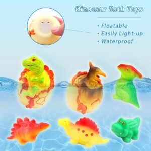 Dinosaur Bath Floating Toy Set – 8 Pcs Auto Flashing Early Learning Gift for Kids & Pets - Image 4