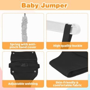 Indoor/Outdoor Baby Jumper with Adjustable Strap - Toddler Swing Set (6-24 Mo, White) - Image 2