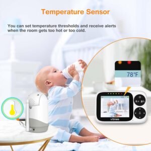 VTimes Video Baby Monitor with 2 Cameras & 1000ft Range, Night Vision - Image 7