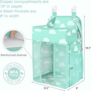 Maliton Hanging Diaper Caddy Organizer - Blue-Green Nursery Storage Solution - Image 4