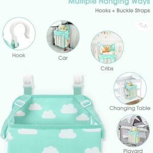 Maliton Hanging Diaper Caddy Organizer - Blue-Green Nursery Storage Solution - Image 5