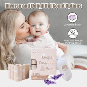 Biodegradable Baby Diaper Bags – Disposable, Leak-Proof, Lavender Scent (120 Bags) - Image 3