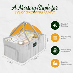 Stylish Gray Baby Diaper Caddy Organizer - Portable, Washable & Sturdy - Image 7