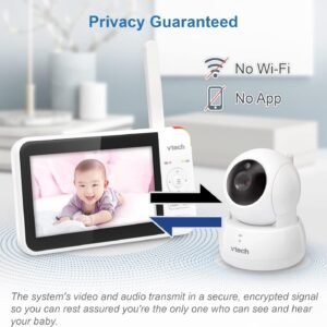 VTech VM924-2 Baby Monitor: 2 Cameras, 5" LCD, 1000ft Range, Night Vision - Image 8