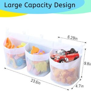 Large Capacity Bath Toy Organizer - 3 Compartment Mesh Storage Bag - Image 2