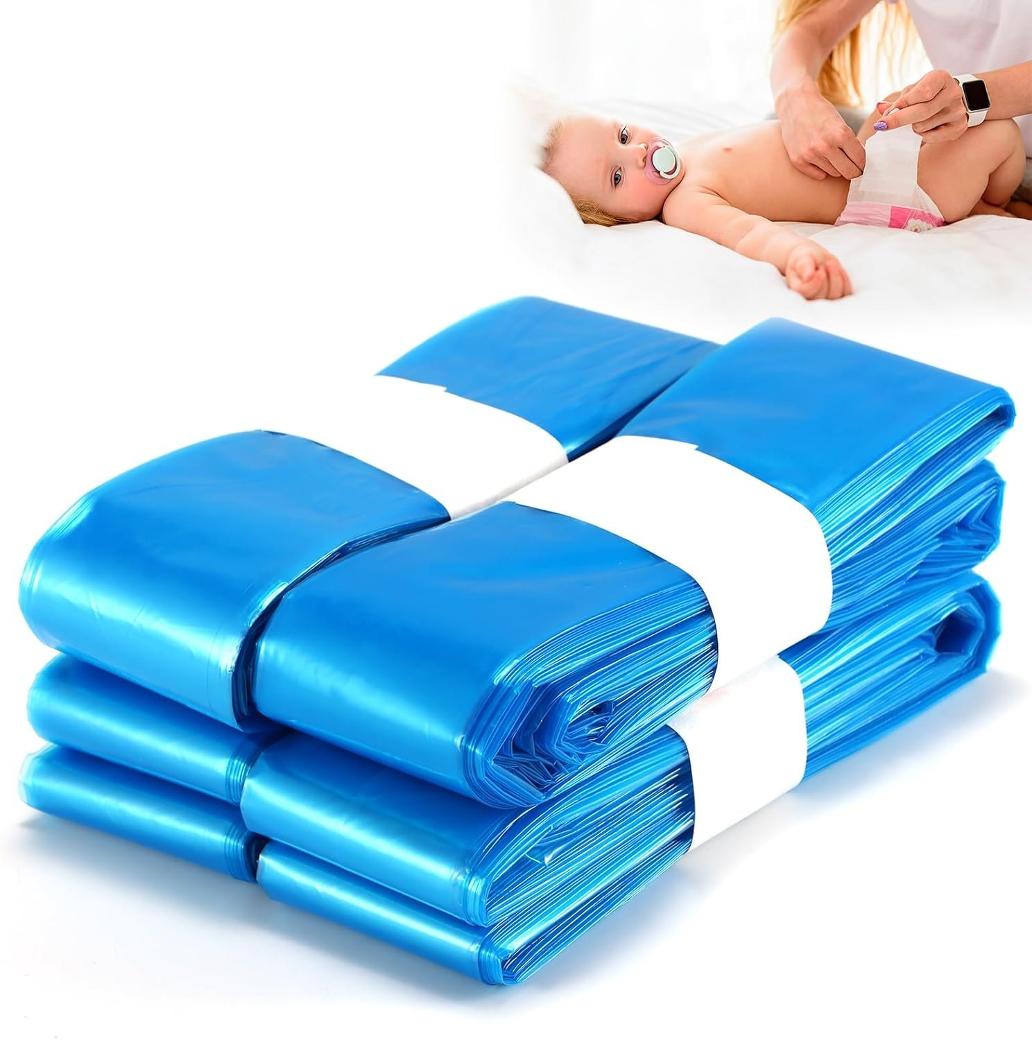 Nappy Bin Refill, 4pcs Diaper Pail Refill Bags, Baby Scented Refills Diaper Pail Disposal Sacks Holds 1040 Newborn Diapers Compatible with Tommee Tippee Genie Munchkin