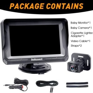 DoHonest HD 1080P Baby Car Camera: 360° Rotating Backseat Monitor with Night Vision - Image 8