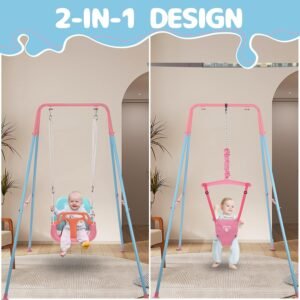 2-in-1 Toddler Swing & Jumper Set - Indoor/Outdoor, Easy Storage, Pink - Image 6