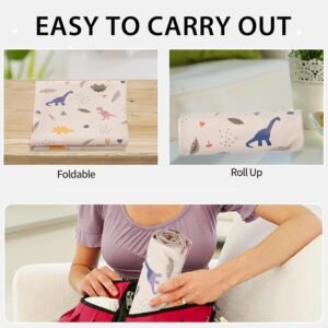 Vegan Leather Baby Changing Mat - Portable Wipeable Foldable Pad (Dinosaur, 20"x28") - Image 7