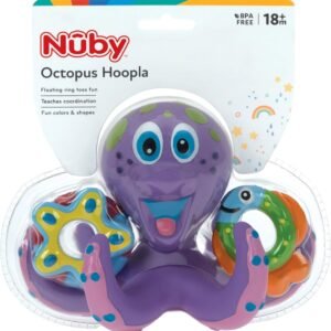Nuby Purple Octopus Bath Toy with 3 Hoopla Rings - Interactive Fun - Image 9