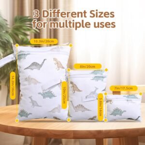 Wet Dry Bags for Baby Diapers | 3 Pack Waterproof Travel Bags - Image 2
