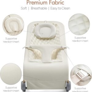 Beige Portable Baby Bouncer Seat - Ergonomic Design for Infants up to 20 lbs - Image 6