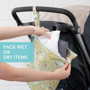 Bumkins Waterproof Wet/Dry Bag for Baby, Diapers, Swim Gear & Travel - Green - Image 3