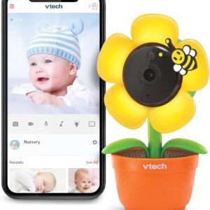 VTech 1080p WiFi Yellow Daisy Remote Access Video Baby Monitor with Night Light, RM9751