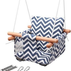 VIsuIvit Baby Swing Seat, Canvas Baby Hammock Infants, Toddler Swing Indoor & Outdoor Infant Hanging Swing Chair with Canvas Cushion, Swing Sets for Baby Hammock Toy Backyard (Stripe)