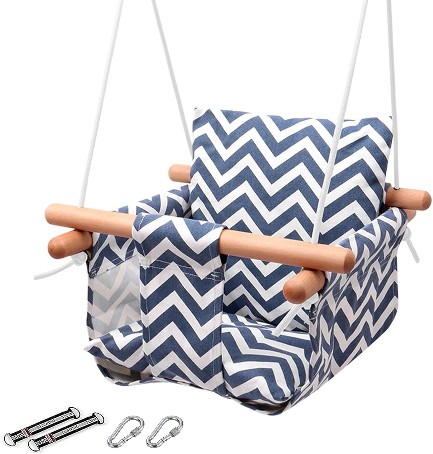 VIsuIvit Baby Swing Seat, Canvas Baby Hammock Infants, Toddler Swing Indoor & Outdoor Infant Hanging Swing Chair with Canvas Cushion, Swing Sets for Baby Hammock Toy Backyard (Stripe)