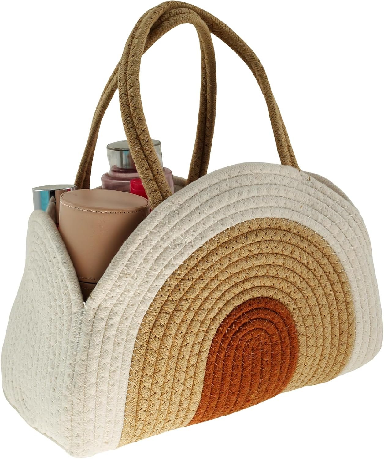 Cotton Rope Baby Diaper Caddy Organizer, Large Capacity Baby Diaper Caddy Basket, Multifunctional Baby Shower Basket, Portable Baby Diaper Organizer with Handle for Home Car Newborn Essentials Basket