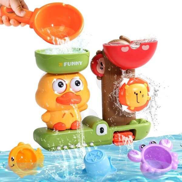 Bath Toys for Toddlers 1-3 Early Learning Baby Bath Toys 6-12+ Months Bath Toy for Kids 3-5 with Gears & Cups Duck Water Bathtub Toy for 1 2 3 Year Old Boys Girls Gifts Sand Toys for Toddlers 1-3