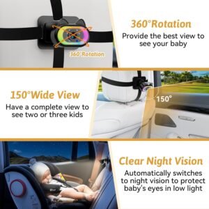 Wkzay 1080P Baby Car Camera - 150° Wide Angle, Night Vision & LED Lights - Image 4