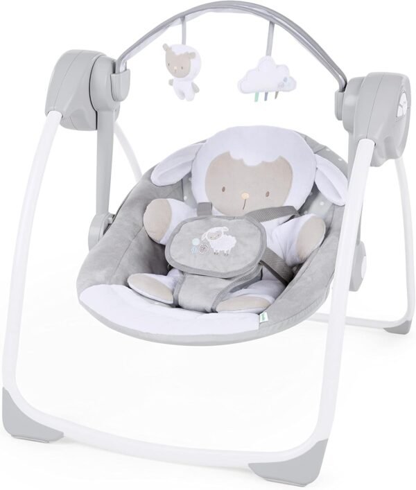 Ingenuity Comfort 2 Go Portable Swing Cuddle Lamb Compact Swing with TrueSpeed