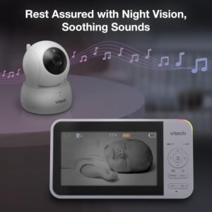 VTech VM924-2 Baby Monitor: 2 Cameras, 5" LCD, 1000ft Range, Night Vision - Image 6