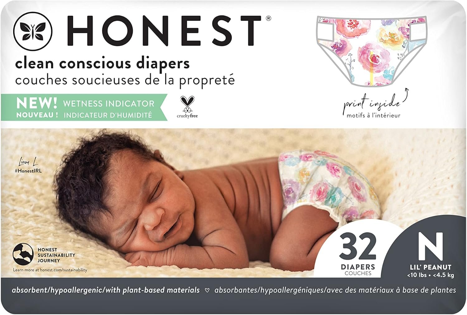 The Honest Company Diapers, Size 0 NB, ROSE BLOSSOM